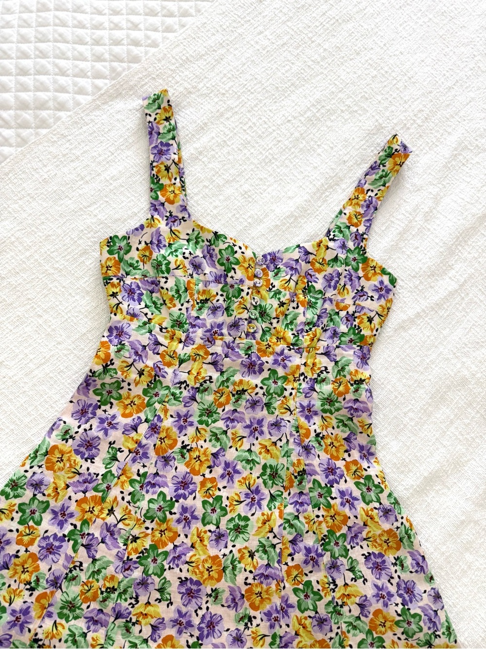 NICHOLAS Floral Mini Dress in Purple, Yellow & Green